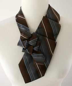women's ascot in brown with blue stripes