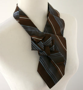 women's ascot in brown with blue stripes