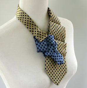women's yellow and blue ascot scarf