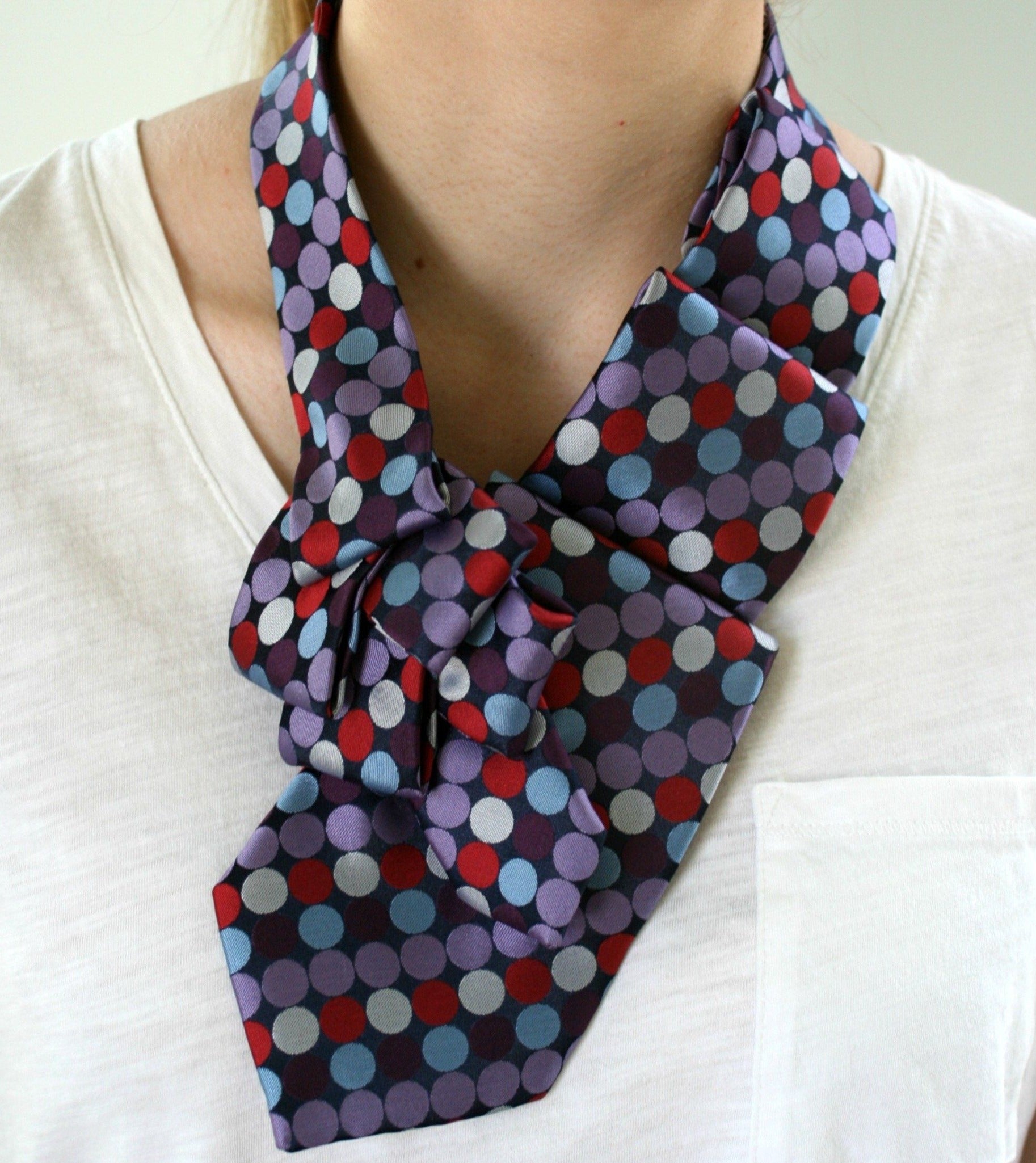 women's ascot scarf polka dots