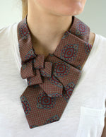 Load image into Gallery viewer, Women&#39;s Ascot Scarf In Red With A Large Blue Print.
