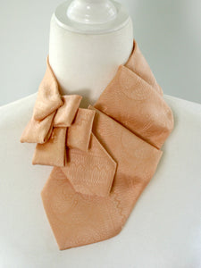 Women's Ascot Scarf Made From A Vintage Necktie In Peach