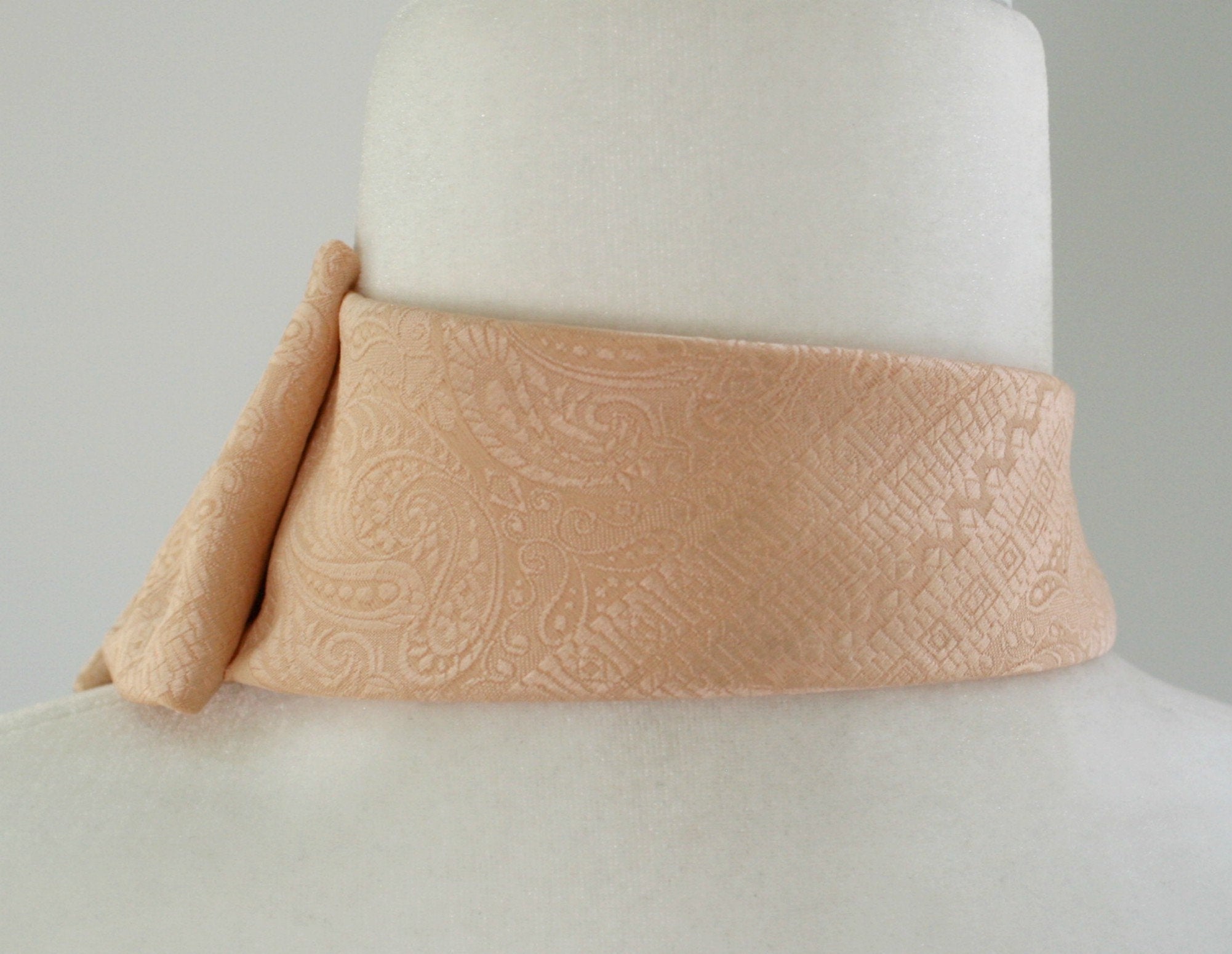 Women's Ascot Scarf Made From A Vintage Necktie In Peach