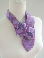 Load image into Gallery viewer, Women&#39;s Ascot Scarf In Purple With Geometric Print.
