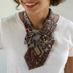 Load image into Gallery viewer, women&#39;s ascot scarf red grey map boston
