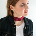 Load image into Gallery viewer, red adjustable choker with blue dots

