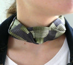 Load image into Gallery viewer, green and grey silk choker
