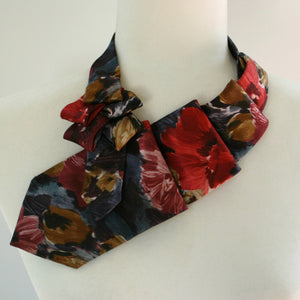 red and grey floral ascot