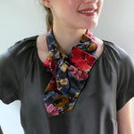 Load image into Gallery viewer, woman&#39;s ascot scarf grey floral
