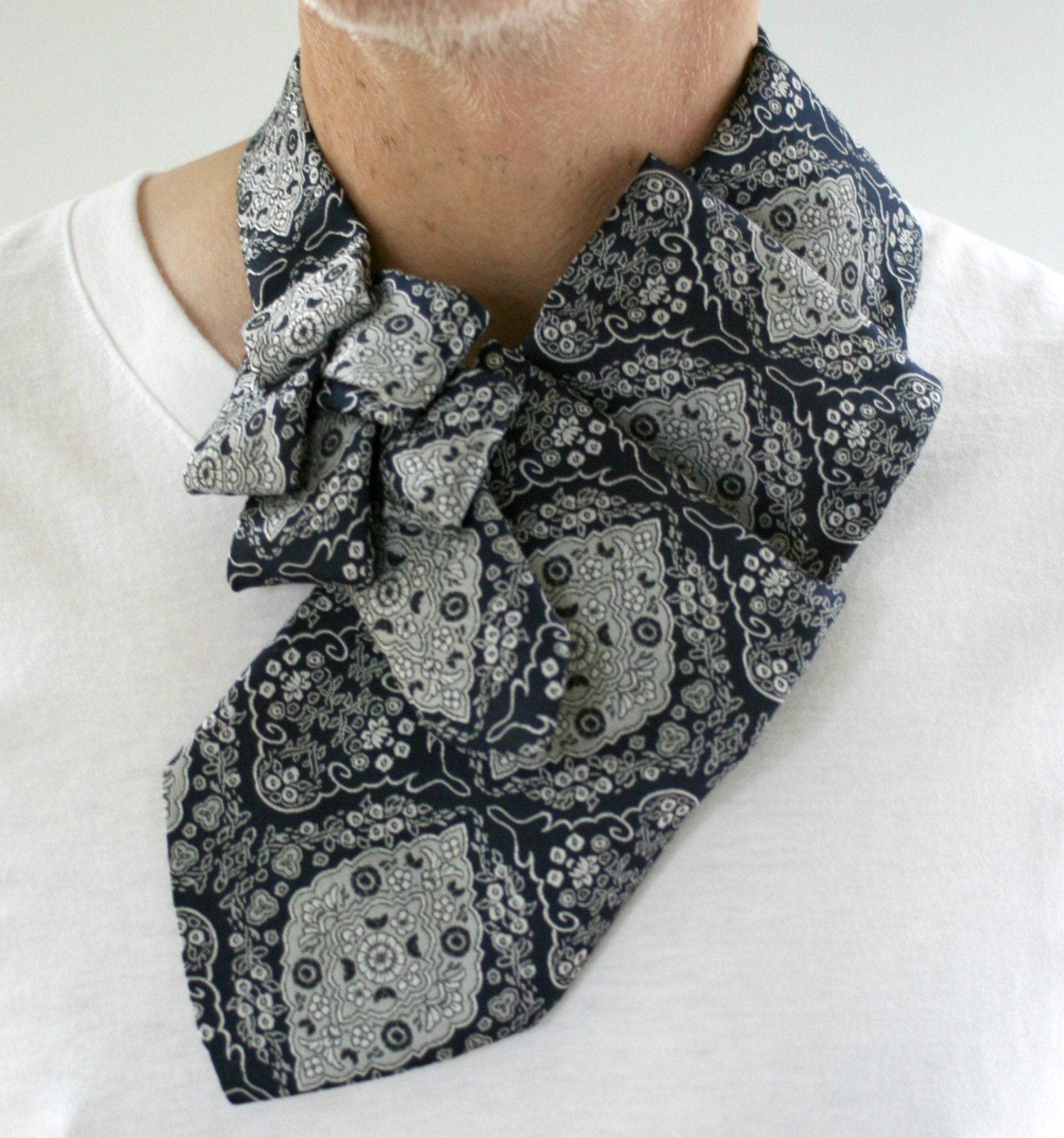 navy and silver ascot