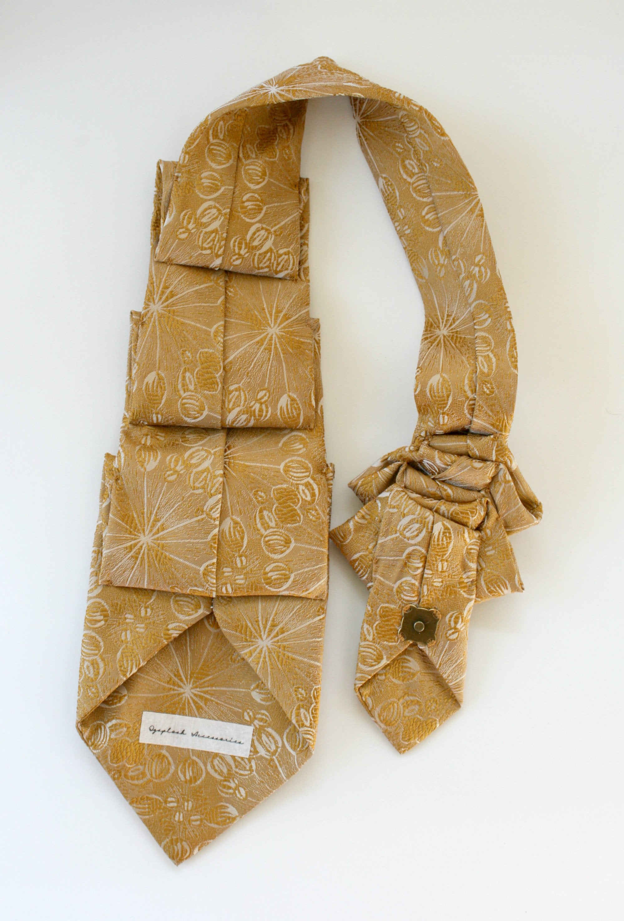 gold ascot made from a vintage tie
