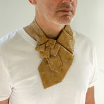 Load image into Gallery viewer, gold ascot made from a vintage tie
