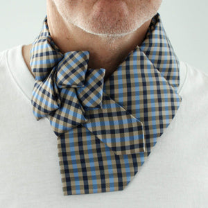 men's blue plaid cravat