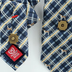Load image into Gallery viewer, Men&#39;s Ascot In Blue Plaid With Dog Print.
