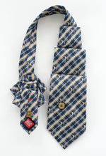 Load image into Gallery viewer, Men&#39;s Ascot In Blue Plaid With Dog Print.
