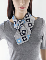 Load image into Gallery viewer, Women&#39;s Ascot Made From A Vintage Grey and Blue Necktie
